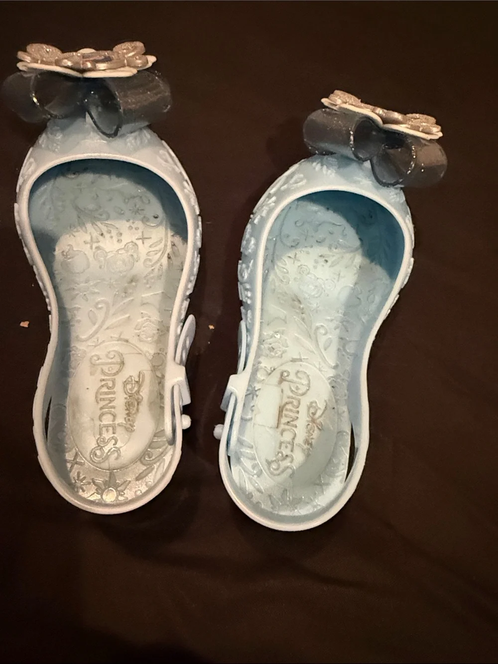 Disney Light Blue Princess Slip-On Dress Shoes with Bow and Character Accent